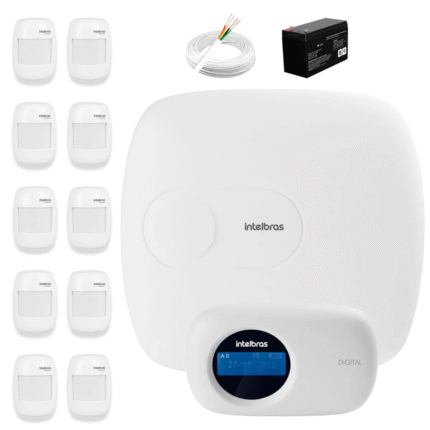 Kit de Alarme Intelbras AMT 2010 com 10 Sensores Com Fio